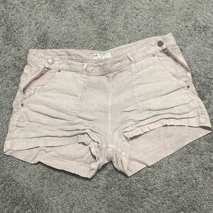 Free People Size 8 Linen Shorts in Light Pink